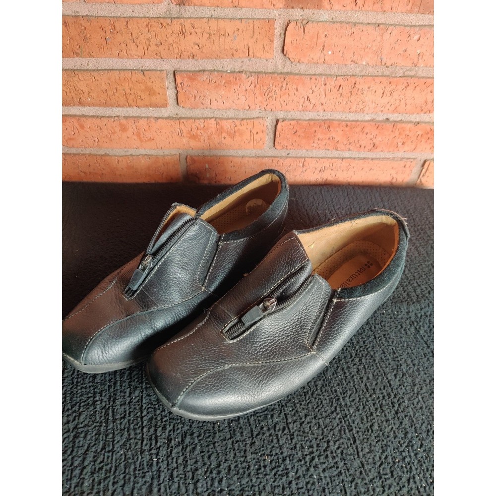 Naturalizer Women's Shoes Black Leather Zip Sz 7W Used Comfort